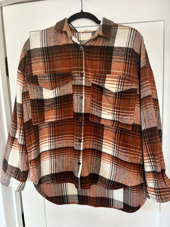 12th Tribe Tops - 12th Tribe Plaid Button Down in Brown & White Size Small/Medium